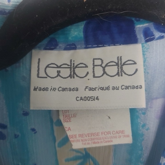 VINTAGE dress with shoulder pads and belt blue flowers - Picture 2 of 3